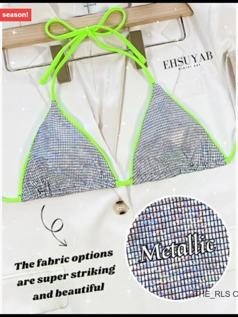 Glitter Bikini, Padded Swimsuit, Neon Strap, Boudoir Shoot